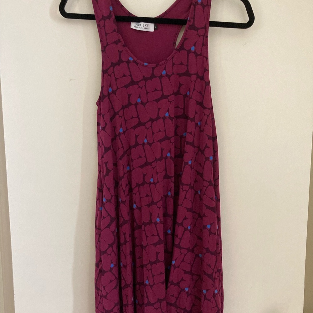 Pink and Blue Patterned Sleeveless Dress